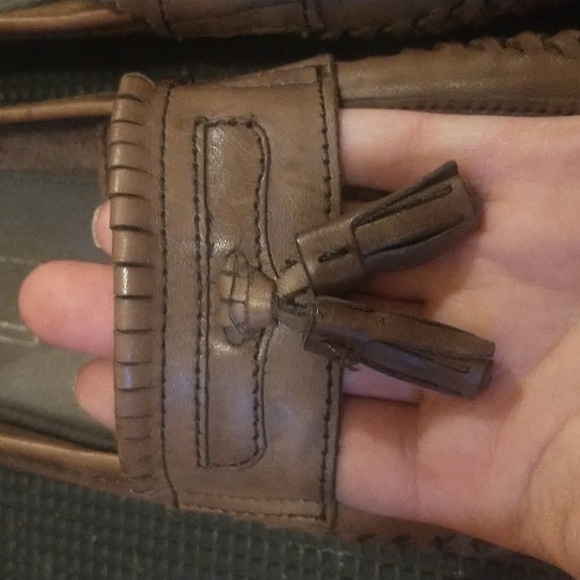 ASOS WALK LONDON Cognac Woven Leather Saddle Loafers Ft Apron Tops & Tasselling - Picture 3 of 15